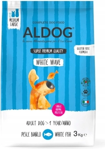 Aldog White Wave száraztáp felnőtt M/L méretű kutyáknak fehér hallal 3 kg