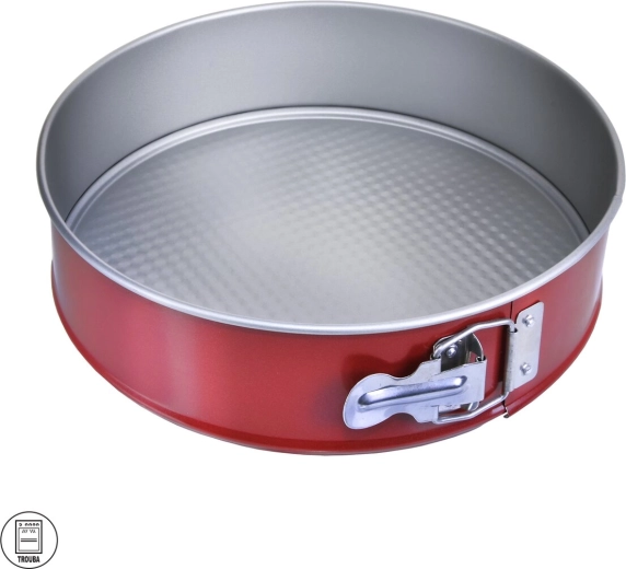Tapadásmentes bevonatú fém tortaforma 24 cm, piros-szürke
