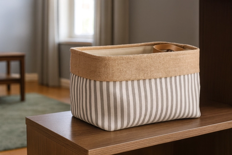 Textil tárolókosár csíkokkal 25 × 35 × 22 cm
