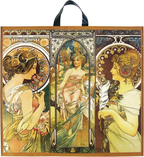 Műanyag táska Alfons Mucha motívummal 55 × 50 cm