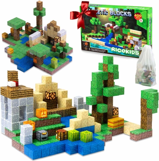 Ricokids mágneses építőkockák pixelmintákkal, 400 darab