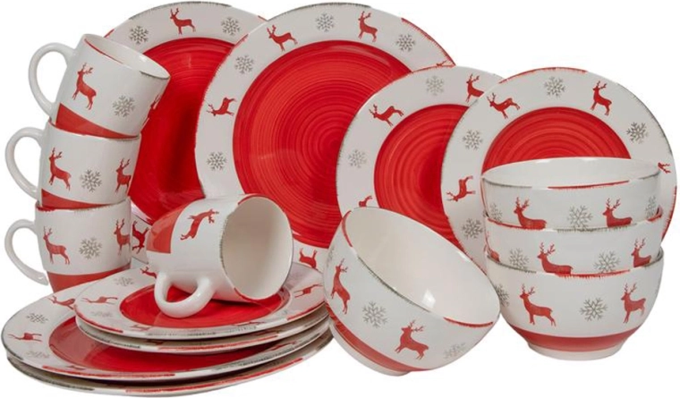 Karácsonyi mintás étkészlet, 16 db