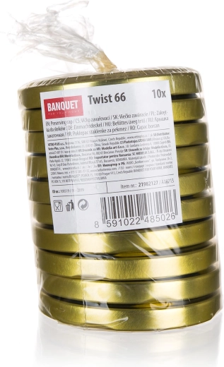 Twist befőző kupakok 66 mm, arany (10 db)
