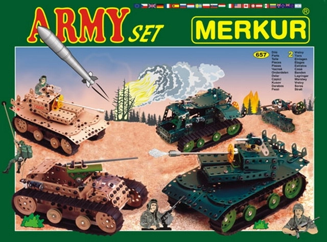 Merkur Army készlet építőjáték, 674 db, kétrétegű doboz 36 × 27 × 5,5 cm