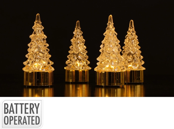 LED karácsonyi dekoráció, fenyőfa, 9 cm, 4 db