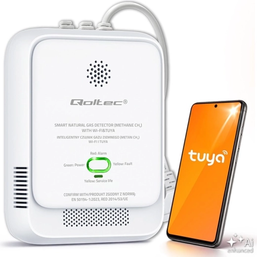 Okos CH4 földgázszivárgás‑érzékelő Wi‑Fi TUYA kapcsolattal és 85 dB‑es LED riasztással