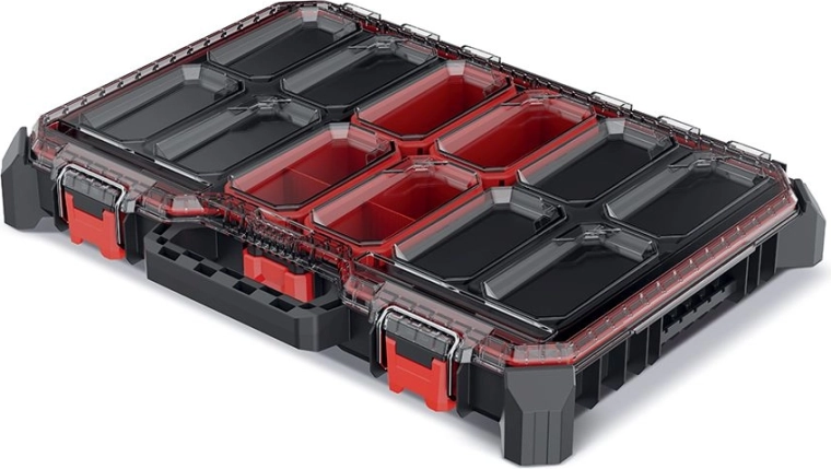 Szerszámrendező dobozokkal, fekete, 54,3 × 39 × 7,7 cm