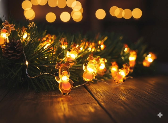 LED fényfüzér őzike motívummal, 20 fény, elemes