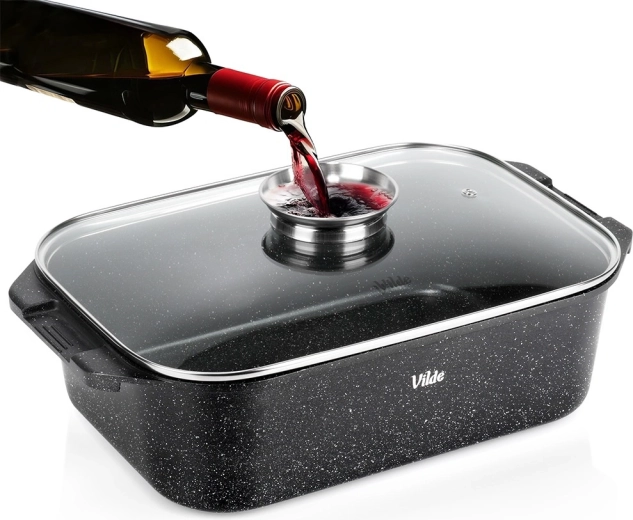 Gránit tepsi fedővel, 7,5 l, 41 × 26 × 16 cm