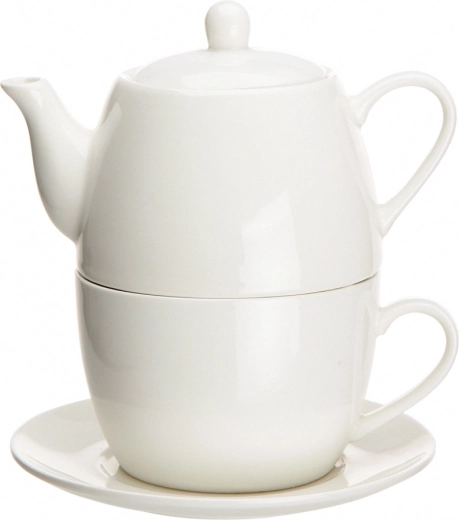Porcelán Tea for One Regular készlet, krémszínű