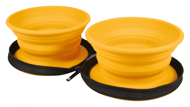 KiwiWalker utazó dupla tál kutyáknak és macskáknak, narancssárga, 2 db