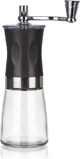 Culinaria kézi kávédaráló kerámia őrlőmechanizmussal, 19 cm, üveg/fekete