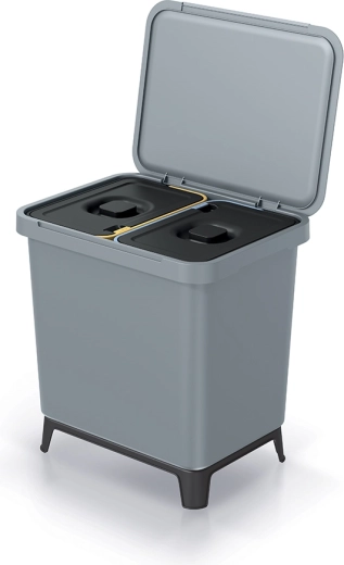 Kéttartályos szelektív szemetes 2×10 l, világosszürke