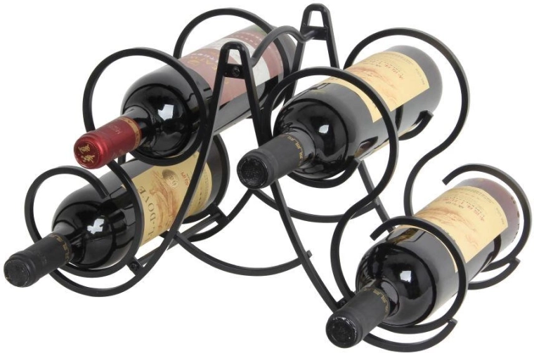 Állvány 4 borosüveghez, matt fekete