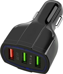 AUTÓS TÖLTŐ PLS34F. QC 3.0 3xUSB FEKETE
