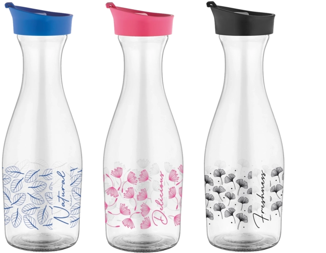 Üvegkancsó Odesa 1 l fedéllel, dekorált