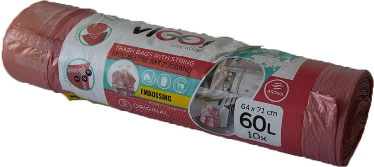 Összehúzható szemeteszsákok máln illattal 60 l, 64 × 71 cm (10 db) 4 Seasons