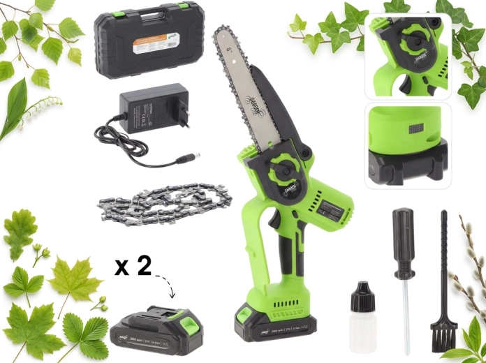 Akkumulátoros mini láncfűrész 20 cm, 900 W, 21 V