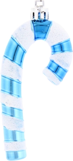 4 darabos karácsonyi dísz szett, csíkos cukorpálca 9 cm – kék