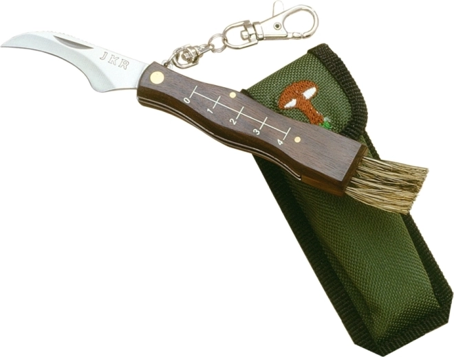 JOKER gombász zárókések 5,5 cm-es pengével, fa markolattal és nejlon tokkal