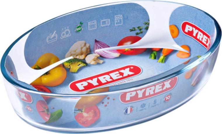 Ovális PYREX üveg sütőtál 1,6 l, 26 × 18 × 6 cm