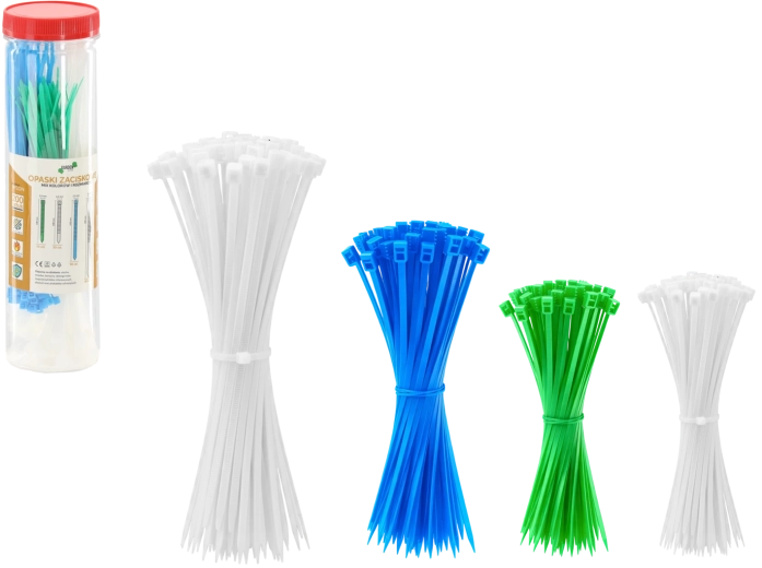 Húzókötegelő készlet tubusban, 200 db – vegyes méretek és színek