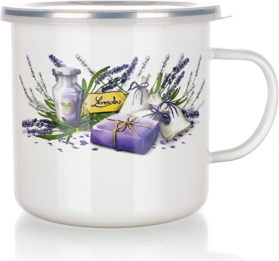 Zománcozott bögre fedéllel Lavender 0,7 l