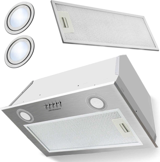 Beépíthető, szekrény alá szerelhető páraelszívó 60 cm rozsdamentes