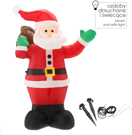 Felfújható Mikulás LED világítással, 180 cm