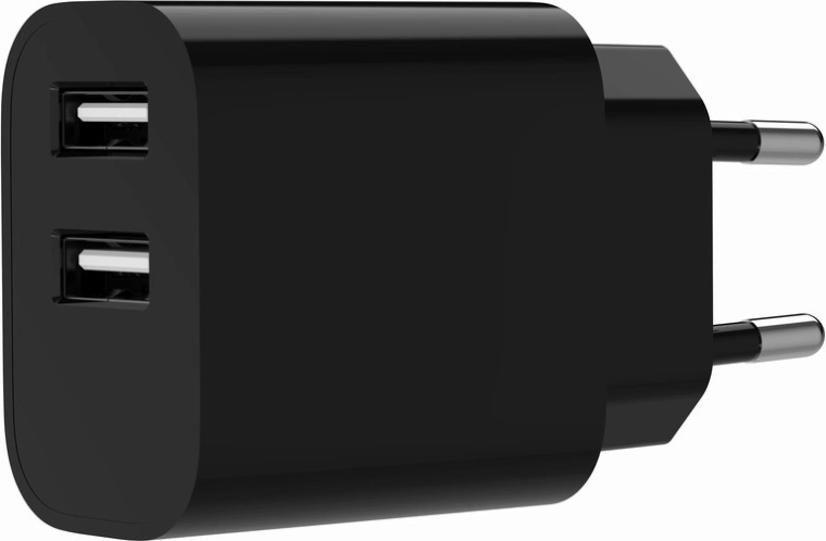 Univerzális kétportos USB töltő 2,4 A, fekete