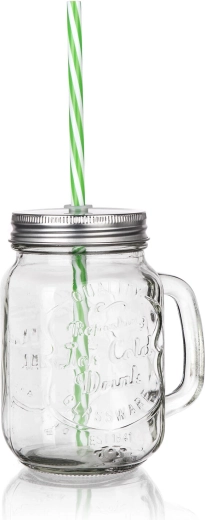 Üvegbögre fedővel és szívószállal 450 ml MADEIRA