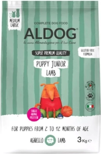 Aldog Puppy-Junior bárány kölyökkutyáknak közepes és nagy testű fajtáknak 3 kg