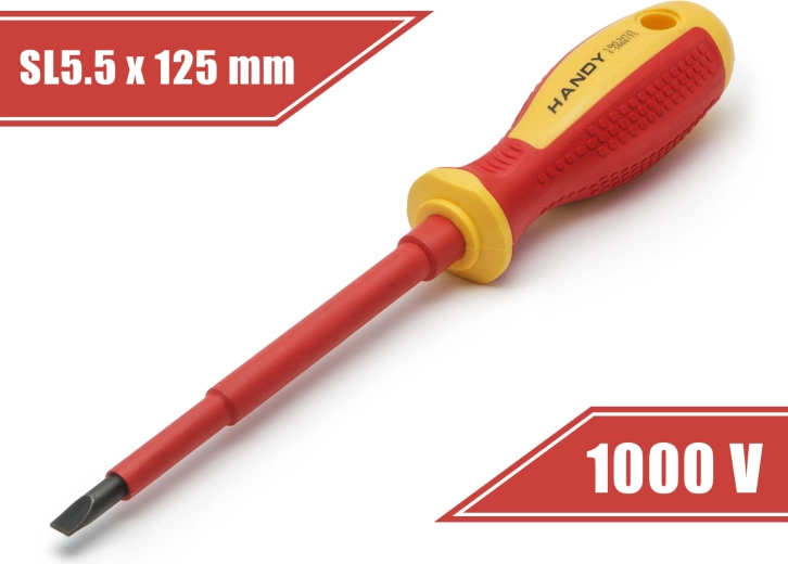 Szigetelt lapos csavarhúzó 5,5 × 125 mm, 1000 V-ig