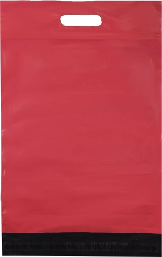 Piros futár műanyag tasak fogantyúval 400 × 500 + 70 mm, 50 db, Thank You felirattal