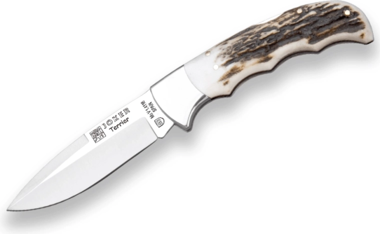 JOKER NC19 Terrier záró vadászkés, agancs, 9 cm