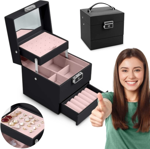 Massido ékszerdoboz, fekete