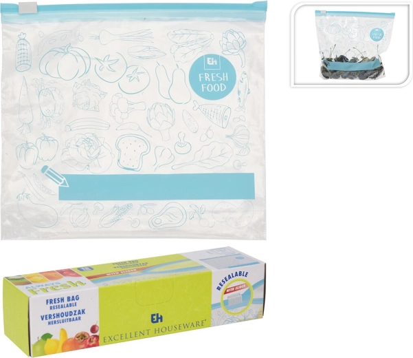 Nyomtatott 1 l-es, cipzáras tasakok, 15 db