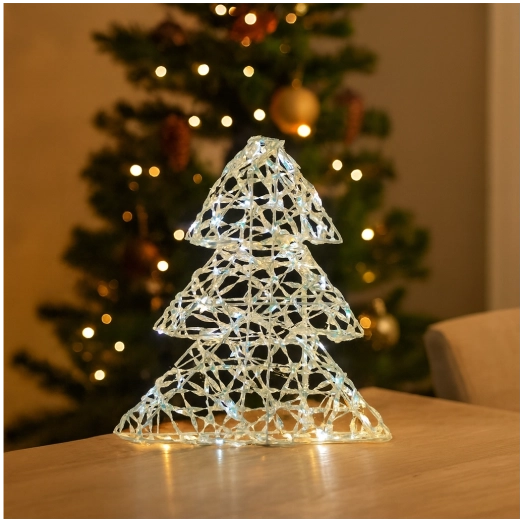 Karácsonyi LED fa 30 cm szivárványhatással, elemes