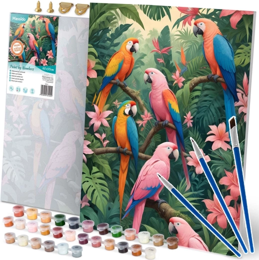 Számozott kifestő 40 × 50 cm Massido papagájok