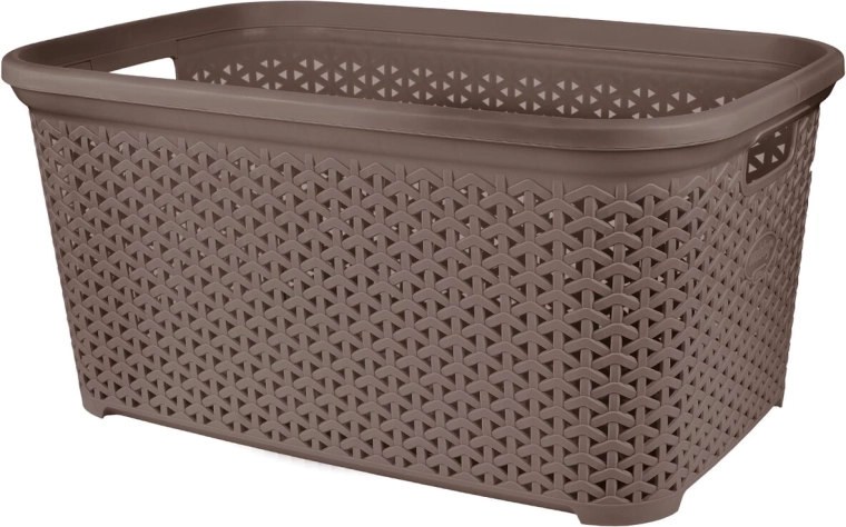 Nyitott UH rattan hatású szennyeskosár 50 l, barna