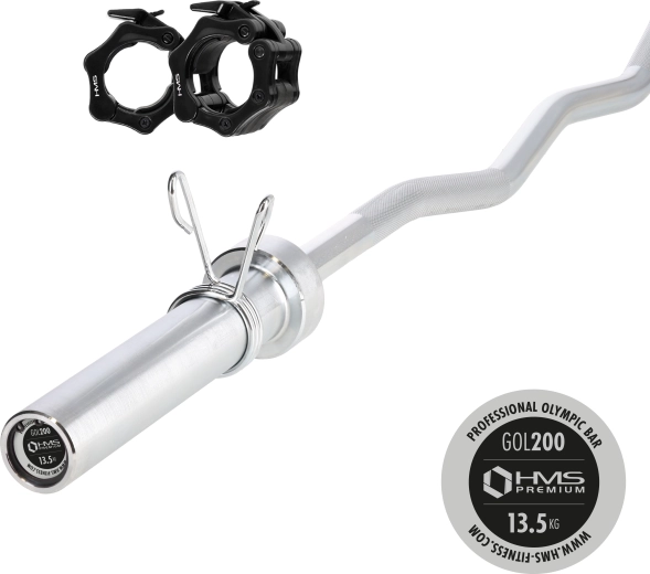 HMS Premium olimpiai hajlított rúd 150 cm gyorsszorítókkal ZG1000