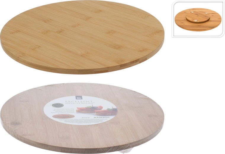 Forgatható bambusz szervírozó tálca 35 cm