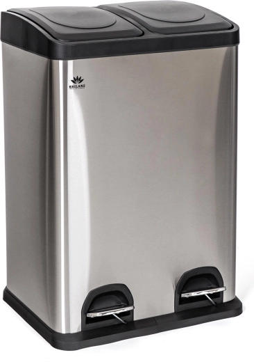 Rozsdamentes acél szelektív hulladékgyűjtő 2×20 l pedálos nyitással