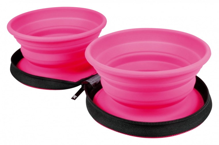 Kiwi Walker utazó dupla tál – rózsaszín, összecsukható szilikon 2×350 ml