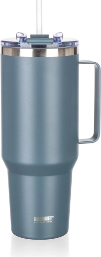 TWAIN 1200 ml rozsdamentes acél füllel ellátott termoszbögre, sötétszürke