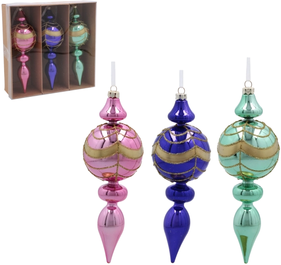 17 cm-es műanyag karácsonyfadísz csúcsok – vegyes színek, 3 db