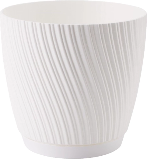 MIKA ECO RECYCLED virágtartó alátéttel, 23 cm, fehér