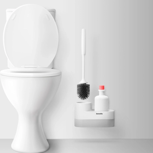 WC-kefékből álló készlet tárolórekesszel
