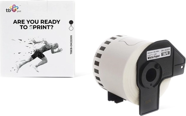 Folyamatos szalag Brother nyomtatókhoz fekete nyomtatás fehér alapon 62 mm x 30,48 m