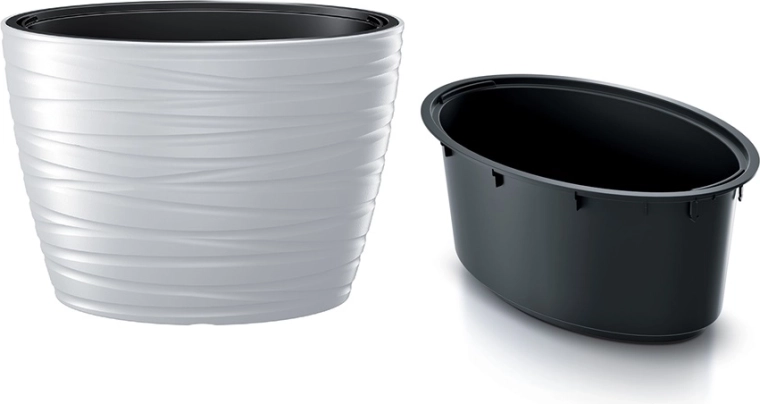 ovális virágcserép betéttel Maze 58,5 cm fehér